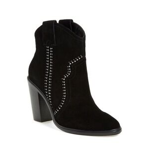 Joie Black Suede Western Cowgirl Studded Bootie 35.5